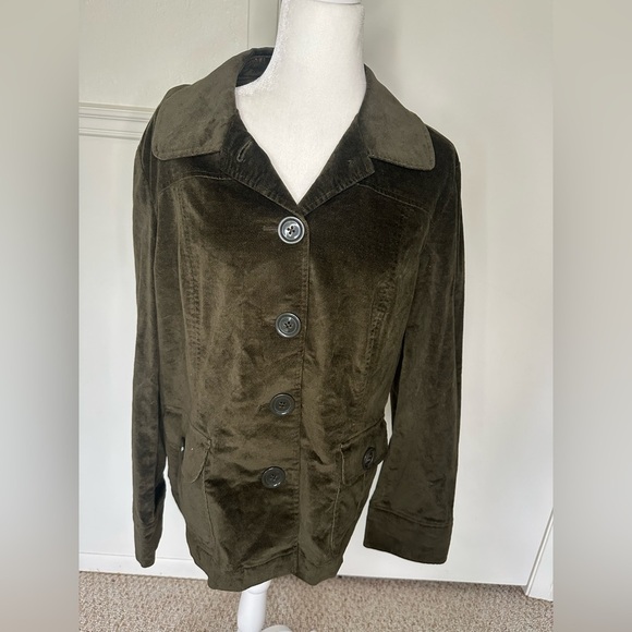 Talbots Velvet Olive Green Stretch jacket size 18 - Picture 1 of 10